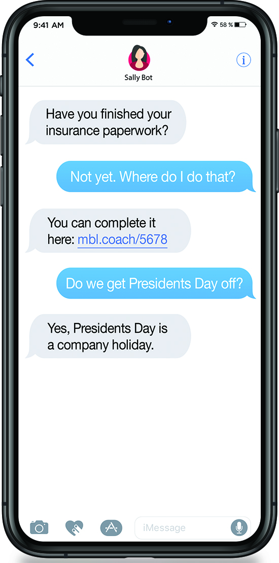 New employee onboarding chatbot example