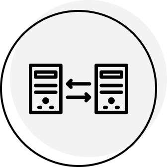 Drawing of two computers with arrows between then indicating API connections