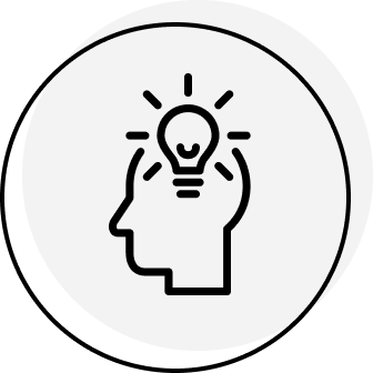 Icon drawing of a person with a lightbulb