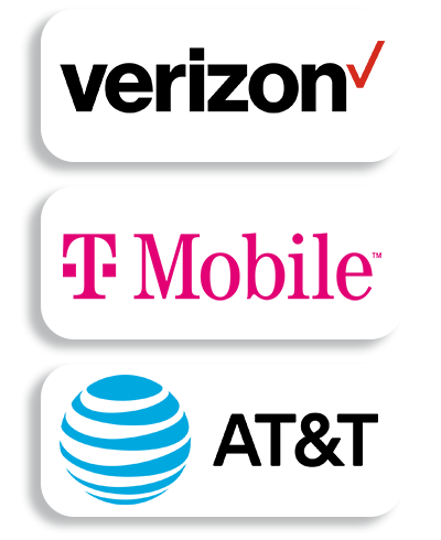 Logos of Verizon, Tmobile, At&t