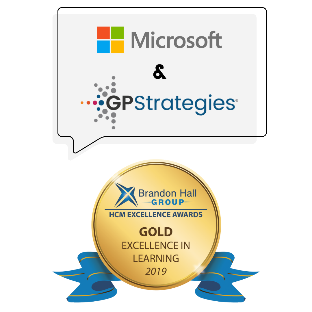 Microsoft and GP Strategies logo for Brandon Hall gold 2019 logo