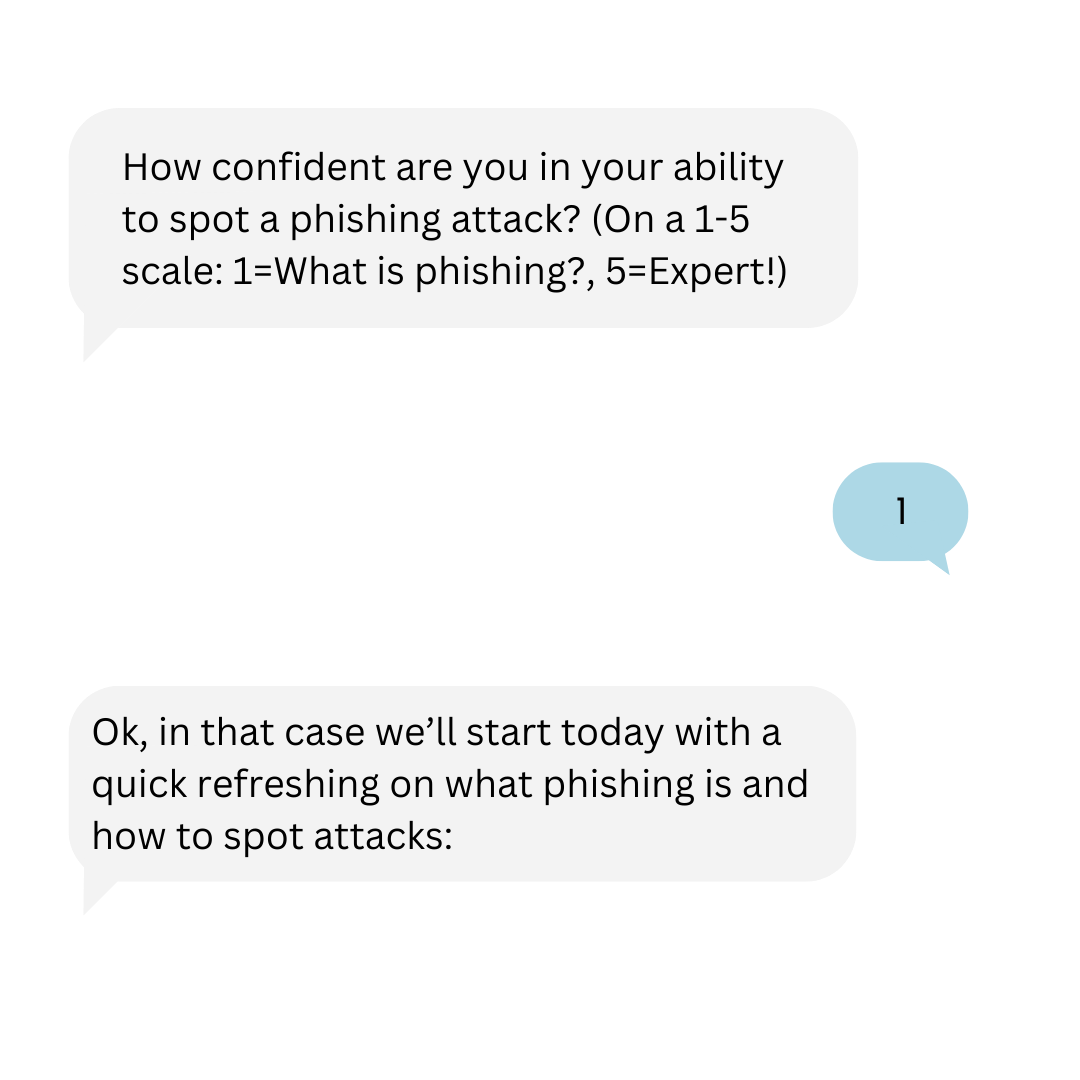 Phishing chatbot conversation bubbles