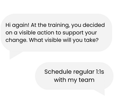 Example coaching conversation with a reinforcement engagement chatbot